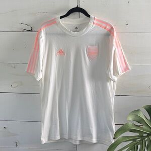 Adidas Arsenal Soccer Tee White with Pink Stripes